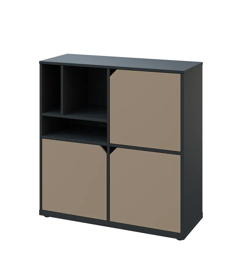 KU3-10DN3 L skříňka 3-dvéřová, niky, 1054x1022x400 mm, provedení levé, antracit/latte