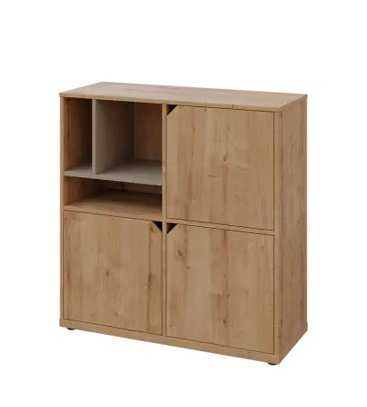 KU3-10DN3 L skříňka 3-dvéřová, niky, 1054x1022x400 mm, provedení levé, korpus a dvířka dub lite/police latte