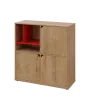KU3-10DN3 L skříňka 3-dvéřová, niky, 1054x1022x400 mm, provedení levé, korpus a dvířka dub lite/police červená