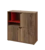 KU3-10DN3 L skříňka 3-dvéřová, niky, 1054x1022x400 mm, provedení levé, korpus a dvířka dub halifax cínový/police červená