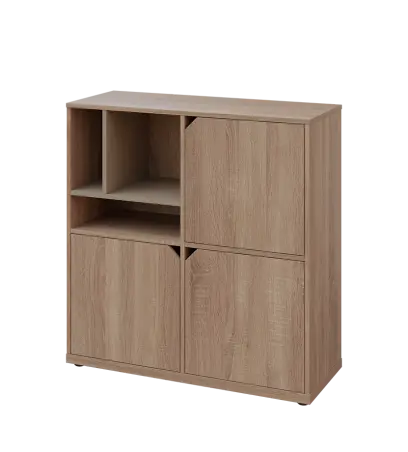 KU3-10DN3 L skříňka 3-dvéřová, niky, 1054x1022x400 mm, provedení levé, korpus a dvířka dub bardolino/police latte