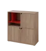 KU3-10DN3 L skříňka 3-dvéřová, niky, 1054x1022x400 mm, provedení levé, korpus a dvířka dub bardolino/police červená