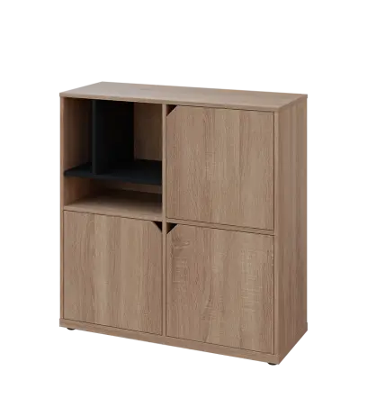 KU3-10DN3 L skříňka 3-dvéřová, niky, 1054x1022x400 mm, provedení levé, korpus a dvířka dub bardolino/police černá