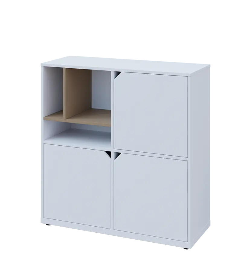 KU3-10DN3 L skříňka 3-dvéřová, niky, 1054x1022x400 mm, provedení levé, korpus a dvířka bílá sněžná/police latte