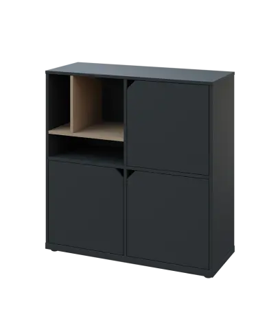 KU3-10DN3 L skříňka 3-dvéřová, niky, 1054x1022x400 mm, provedení levé, korpus a dvířka antracit/police latte