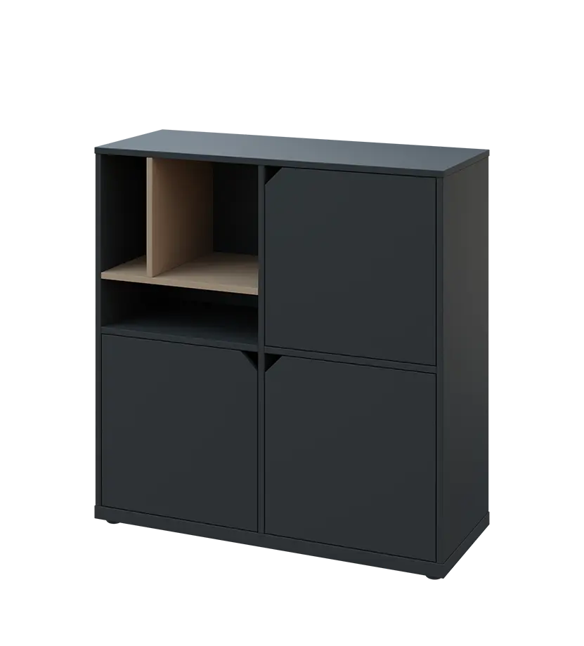 KU3-10DN3 L skříňka 3-dvéřová, niky, 1054x1022x400 mm, provedení levé, korpus a dvířka antracit/police latte