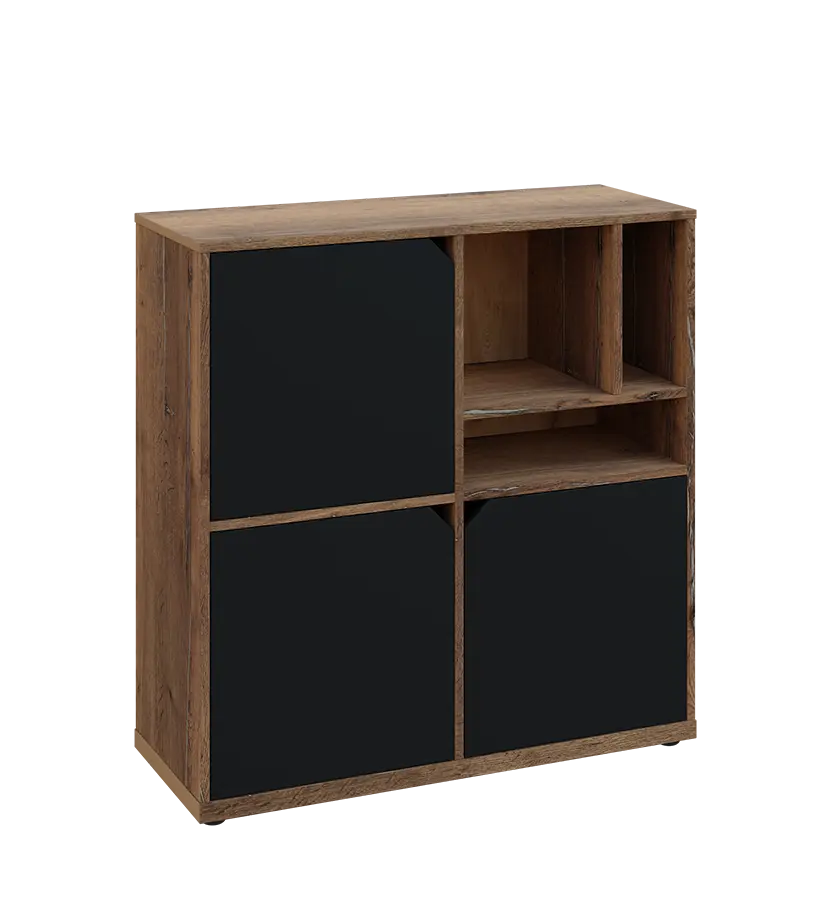 KU3-10DN3 P skříňka 3-dvéřová, niky, 1054x1022x400 mm, provedení pravé, dub halifax cínový/černá