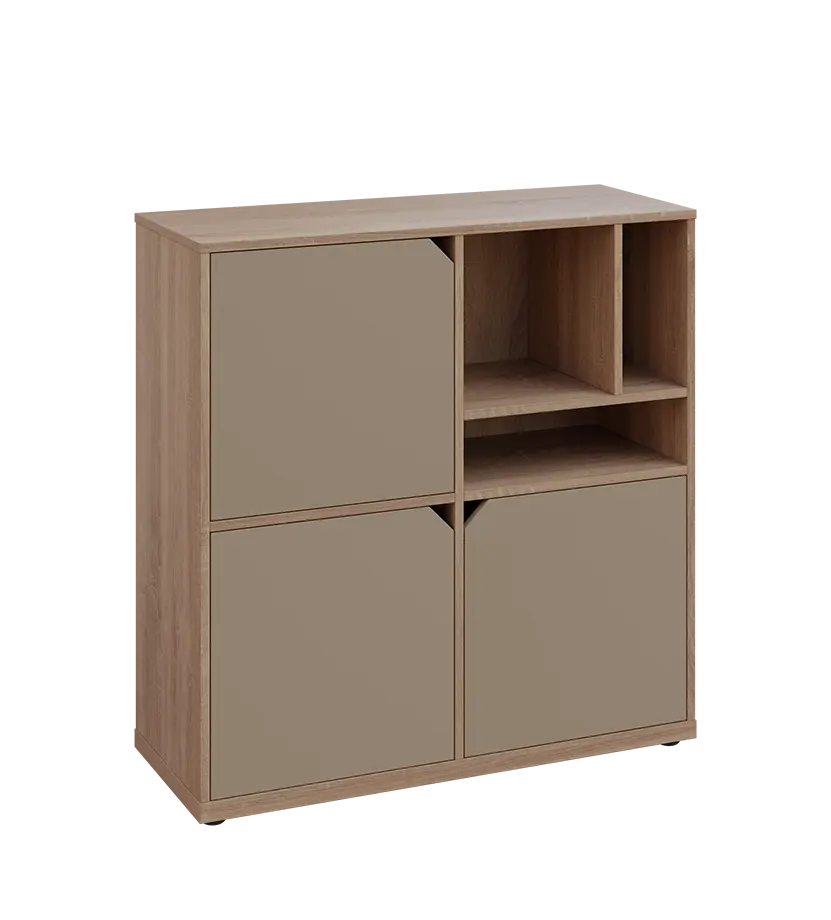 KU3-10DN3 P skříňka 3-dvéřová, niky, 1054x1022x400 mm, provedení pravé, dub bardolino/latte