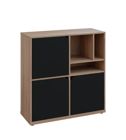 KU3-10DN3 P skříňka 3-dvéřová, niky, 1054x1022x400 mm, provedení pravé, dub bardolino/černá