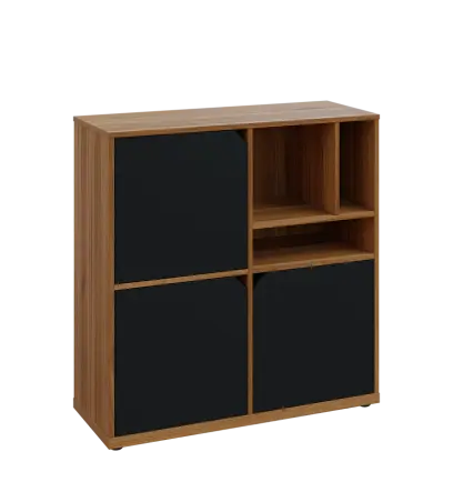 KU3-10DN3 P skříňka 3-dvéřová, niky, 1054x1022x400 mm, provedení pravé, ořech světlý/černá