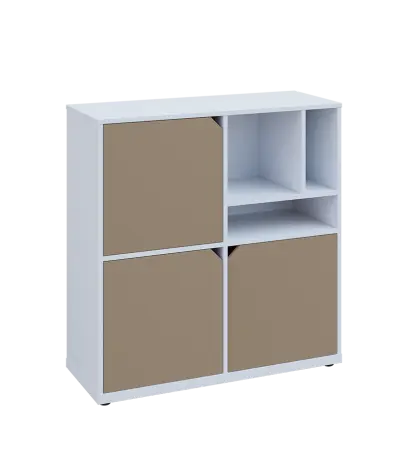 KU3-10DN3 P skříňka 3-dvéřová, niky, 1054x1022x400 mm, provedení pravé, bílá sněžná/latte