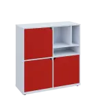 KU3-10DN3 P skříňka 3-dvéřová, niky, 1054x1022x400 mm, provedení pravé, bílá sněžná/červená