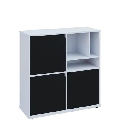 KU3-10DN3 P skříňka 3-dvéřová, niky, 1054x1022x400 mm, provedení pravé, bílá sněžná/černá