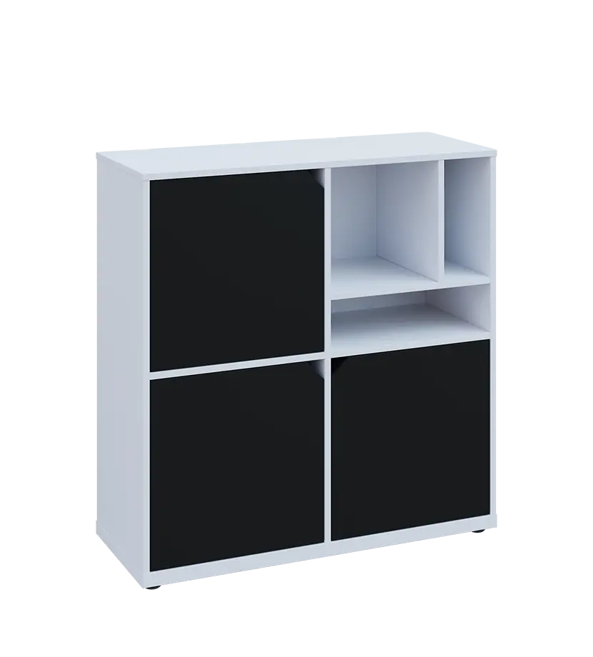 KU3-10DN3 P skříňka 3-dvéřová, niky, 1054x1022x400 mm, provedení pravé, bílá sněžná/černá