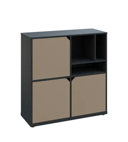 KU3-10DN3 P skříňka 3-dvéřová, niky, 1054x1022x400 mm, provedení pravé, antracit/latte