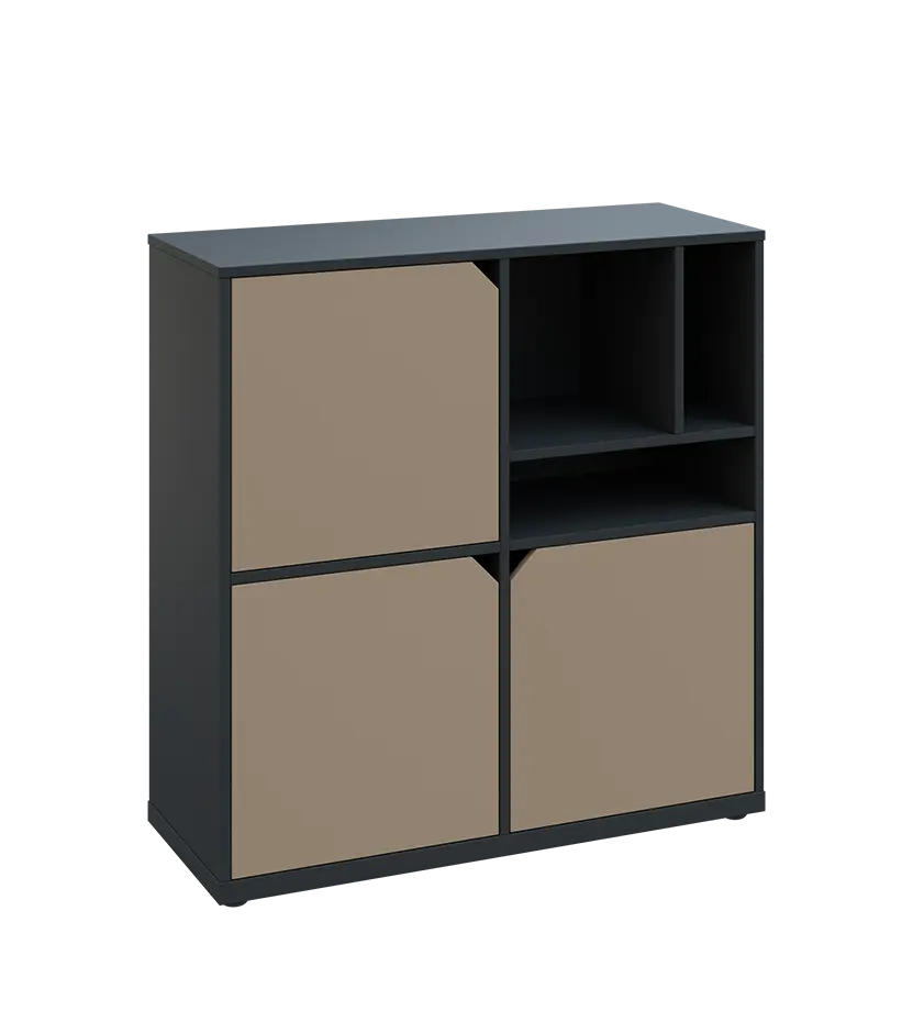 KU3-10DN3 P skříňka 3-dvéřová, niky, 1054x1022x400 mm, provedení pravé, antracit/latte