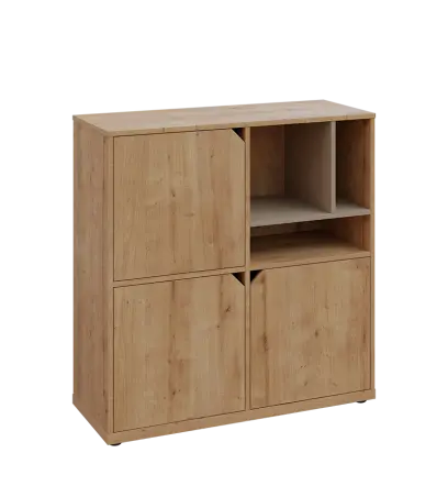 KU3-10DN3 P skříňka 3-dvéřová, niky, 1054x1022x400 mm, provedení pravé, korpus a dvířka dub lite/police latte