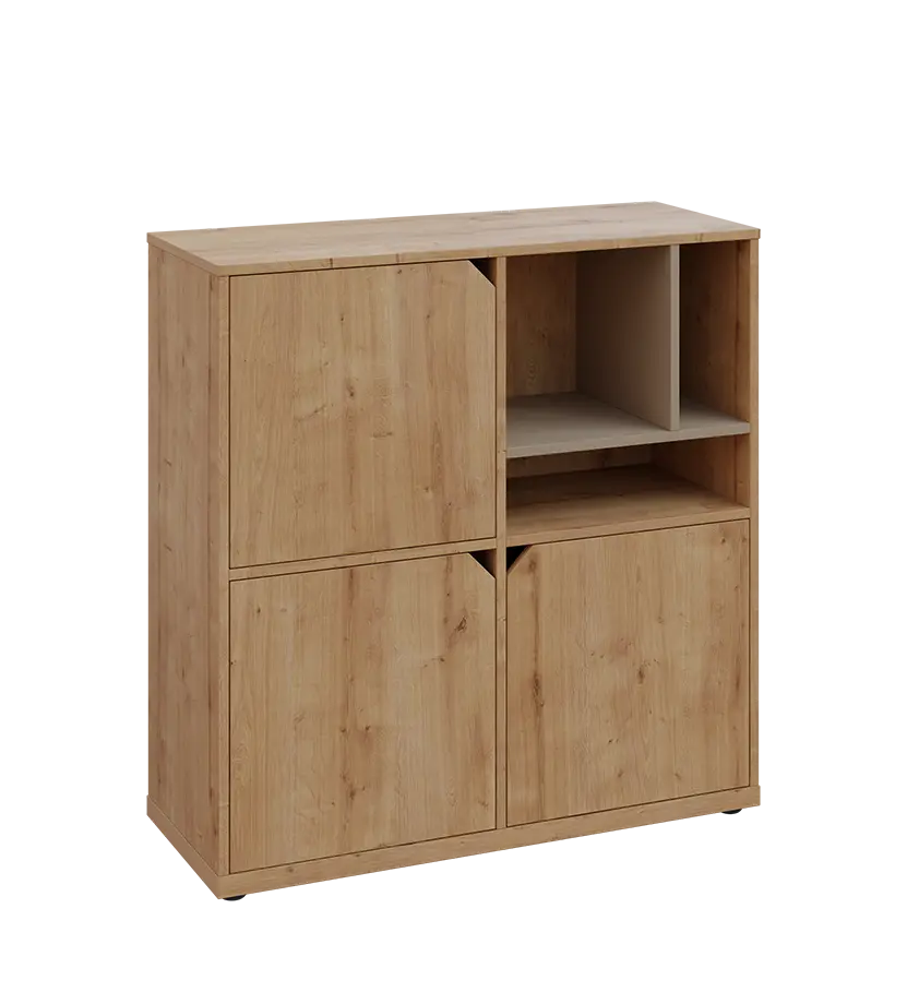 KU3-10DN3 P skříňka 3-dvéřová, niky, 1054x1022x400 mm, provedení pravé, korpus a dvířka dub lite/police latte