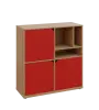 KU3-10DN3 P skříňka 3-dvéřová, niky, 1054x1022x400 mm, provedení pravé, korpus a dvířka dub lite/police červená