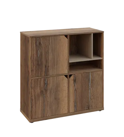 KU3-10DN3 P skříňka 3-dvéřová, niky, 1054x1022x400 mm, provedení pravé, korpus a dvířka dub halifax cínový/police latte