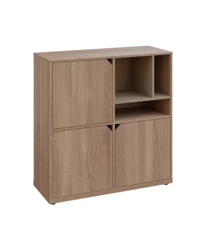 KU3-10DN3 P skříňka 3-dvéřová, niky, 1054x1022x400 mm, provedení pravé, korpus a dvířka dub bardolino/police latte