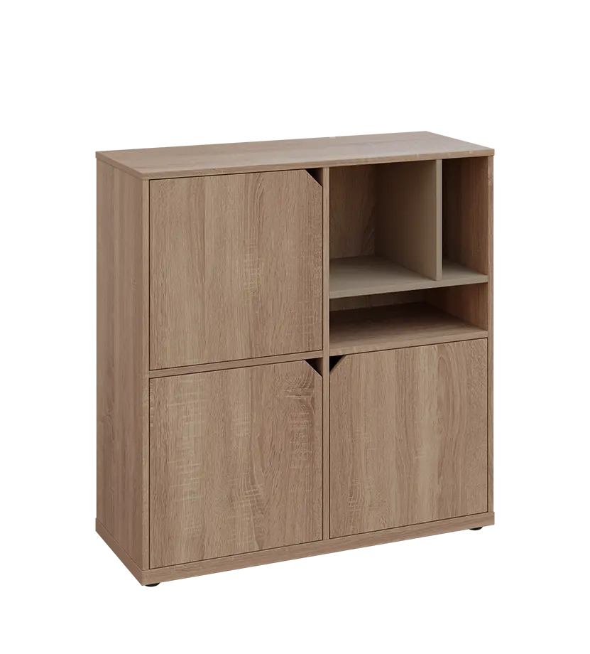 KU3-10DN3 P skříňka 3-dvéřová, niky, 1054x1022x400 mm, provedení pravé, korpus a dvířka dub bardolino/police latte