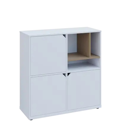 KU3-10DN3 P skříňka 3-dvéřová, niky, 1054x1022x400 mm, provedení pravé, korpus a dvířka bílá sněžná/police latte