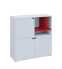 KU3-10DN3 P skříňka 3-dvéřová, niky, 1054x1022x400 mm, provedení pravé, korpus a dvířka bílá sněžná/police červená