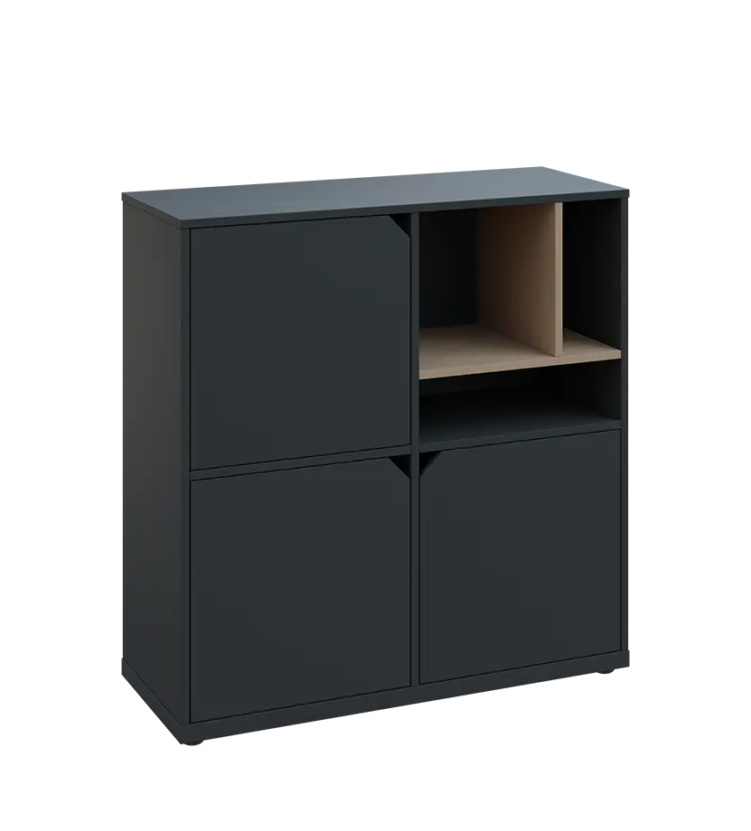 KU3-10DN3 P skříňka 3-dvéřová, niky, 1054x1022x400 mm, provedení pravé, korpus a dvířka antracit/police latte