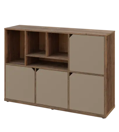 KU3-15DN4 L skříňka 4-dvéřová, niky, 1054x1522x400 mm, provedení levé, dub halifax cínový/latte