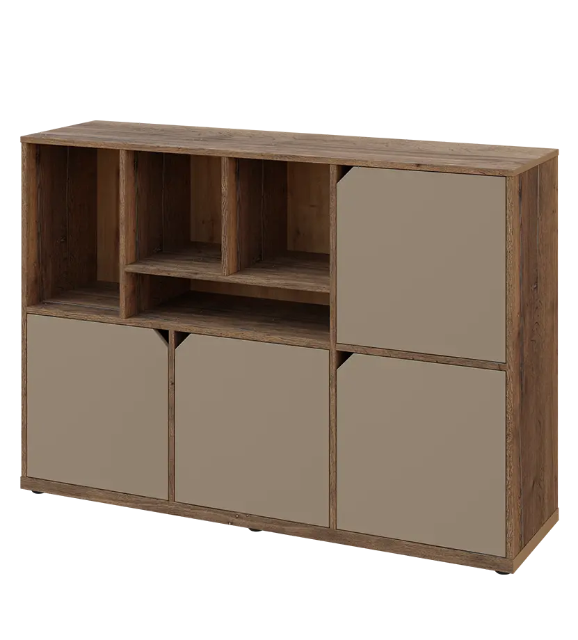 KU3-15DN4 L skříňka 4-dvéřová, niky, 1054x1522x400 mm, provedení levé, dub halifax cínový/latte