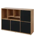 KU3-15DN4 L skříňka 4-dvéřová, niky, 1054x1522x400 mm, provedení levé, dub lite/černá
