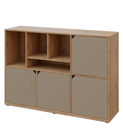 KU3-15DN4 L skříňka 4-dvéřová, niky, 1054x1522x400 mm, provedení levé, dub lite/latte