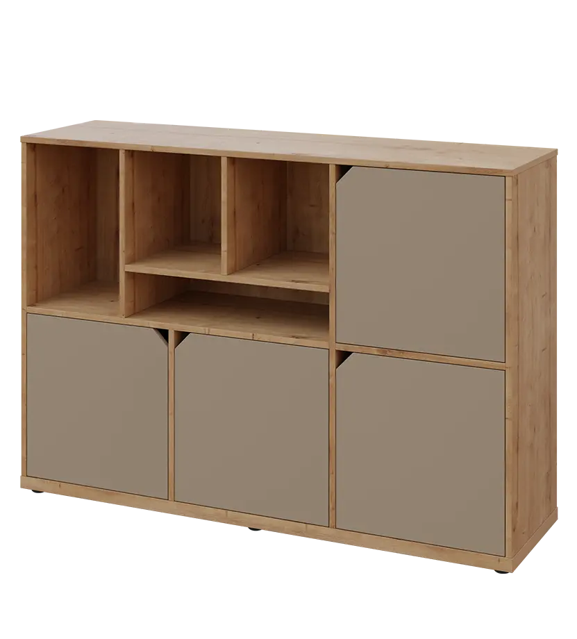 KU3-15DN4 L skříňka 4-dvéřová, niky, 1054x1522x400 mm, provedení levé, dub lite/latte