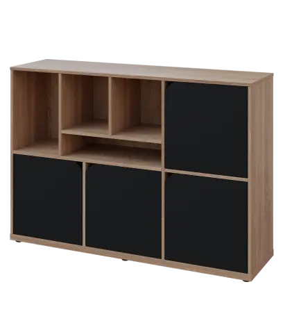 KU3-15DN4 L skříňka 4-dvéřová, niky, 1054x1522x400 mm, provedení levé, dub bardolino/černá