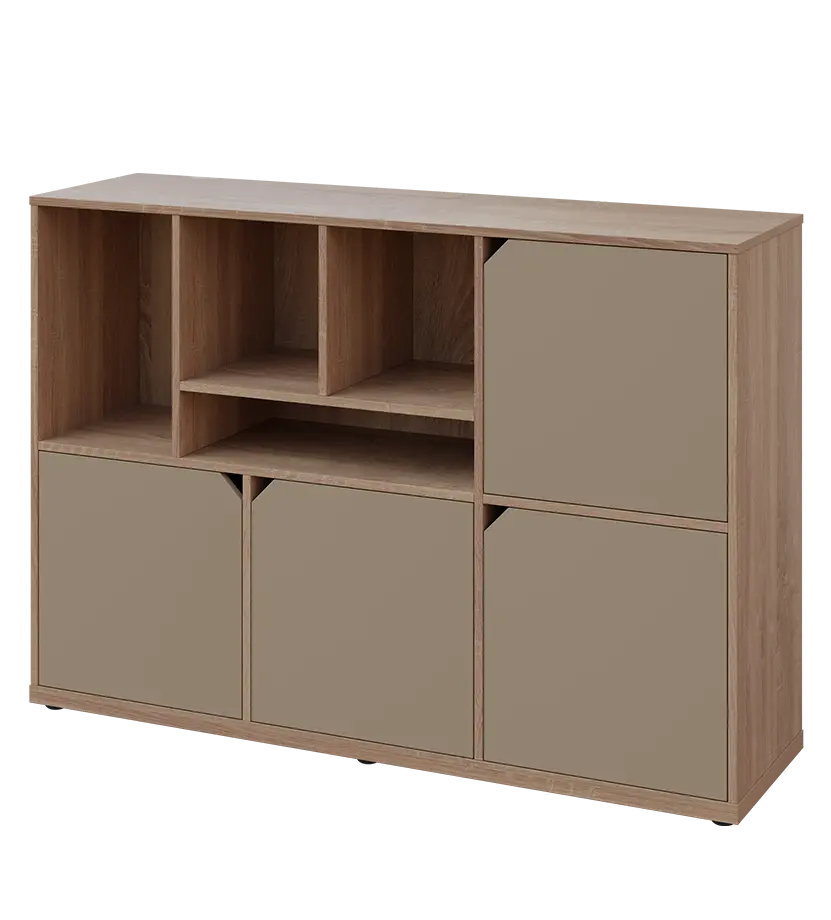 KU3-15DN4 L skříňka 4-dvéřová, niky, 1054x1522x400 mm, provedení levé, dub bardolino/latte