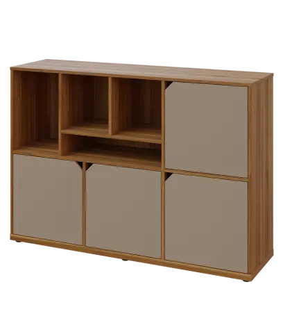 KU3-15DN4 L skříňka 4-dvéřová, niky, 1054x1522x400 mm, provedení levé, ořech světlý/latte