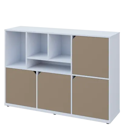 KU3-15DN4 L skříňka 4-dvéřová, niky, 1054x1522x400 mm, provedení levé, bílá sněžná/latte