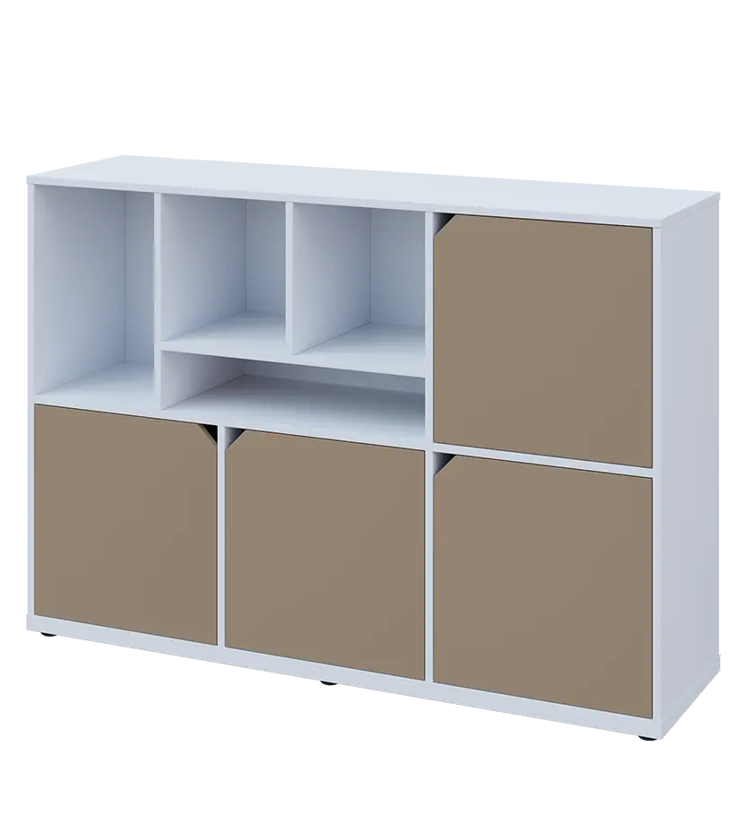 KU3-15DN4 L skříňka 4-dvéřová, niky, 1054x1522x400 mm, provedení levé, bílá sněžná/latte