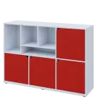 KU3-15DN4 L skříňka 4-dvéřová, niky, 1054x1522x400 mm, provedení levé, bílá sněžná/červená