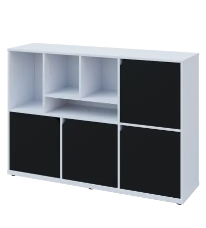 KU3-15DN4 L skříňka 4-dvéřová, niky, 1054x1522x400 mm, provedení levé, bílá sněžná/černá