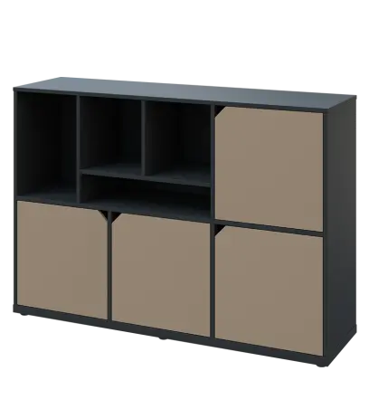 KU3-15DN4 L skříňka 4-dvéřová, niky, 1054x1522x400 mm, provedení levé, antracit/latte