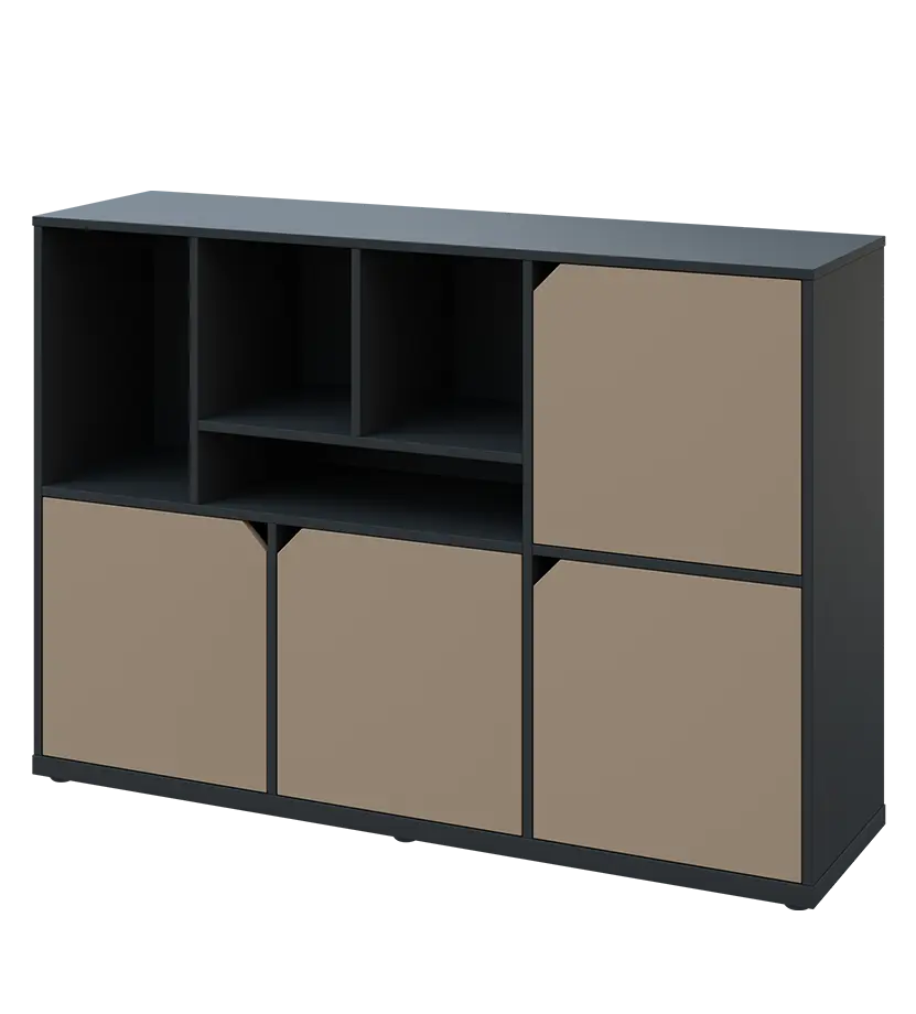 KU3-15DN4 L skříňka 4-dvéřová, niky, 1054x1522x400 mm, provedení levé, antracit/latte