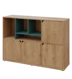 KU3-15DN4 L skříňka 4-dvéřová, niky, 1054x1522x400 mm, provedení levé, korpus a dvířka dub lite/poli