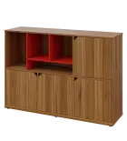 KU3-15DN4 L skříňka 4-dvéřová, niky, 1054x1522x400 mm, provedení levé, korpus a dvířka ořech světlý/