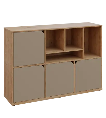 KU3-15DN4 P skříňka 4-dvéřová, niky, 1054x1522x400 mm, provedení pravé, dub lite/latte