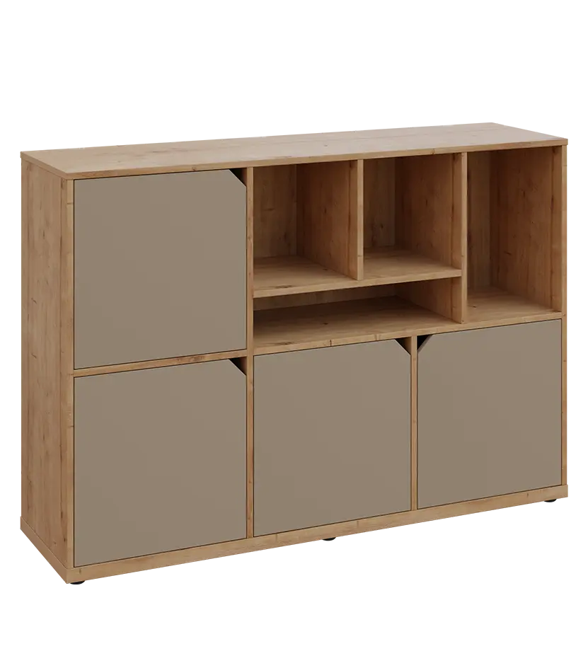 KU3-15DN4 P skříňka 4-dvéřová, niky, 1054x1522x400 mm, provedení pravé, dub lite/latte