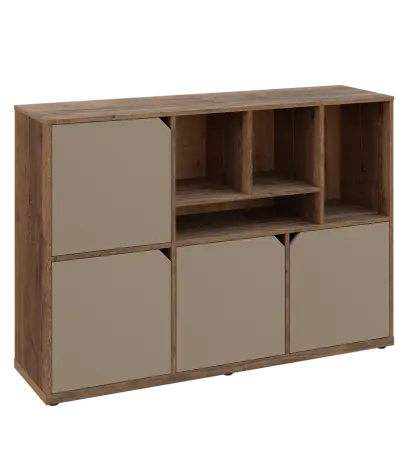 KU3-15DN4 P skříňka 4-dvéřová, niky, 1054x1522x400 mm, provedení pravé, dub halifax cínový/latte