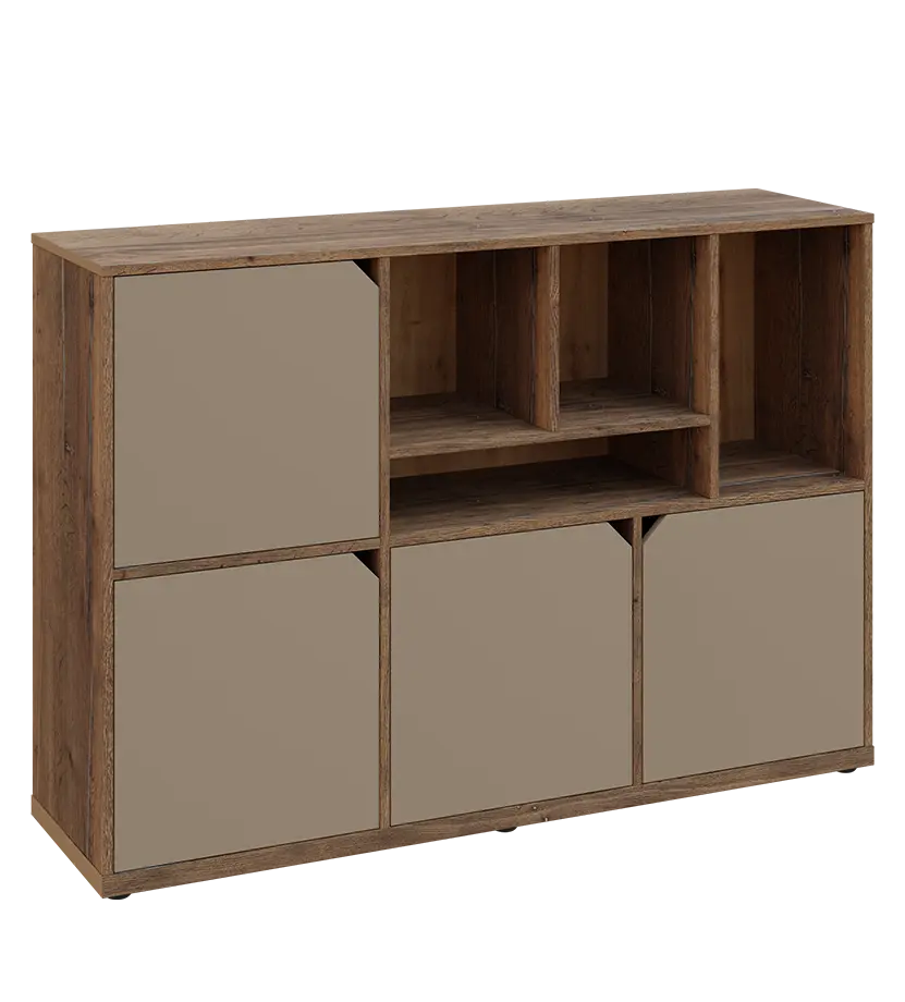 KU3-15DN4 P skříňka 4-dvéřová, niky, 1054x1522x400 mm, provedení pravé, dub halifax cínový/latte