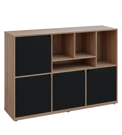 KU3-15DN4 P skříňka 4-dvéřová, niky, 1054x1522x400 mm, provedení pravé, dub bardolino/černá